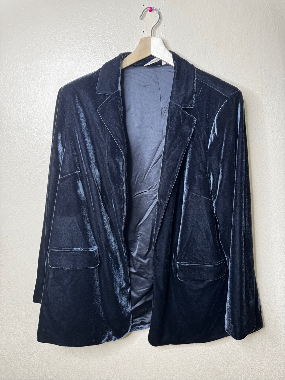 Soft Surroundings Women’s 1X Charcoal Gray Velvet Open Front Blazer Jacket